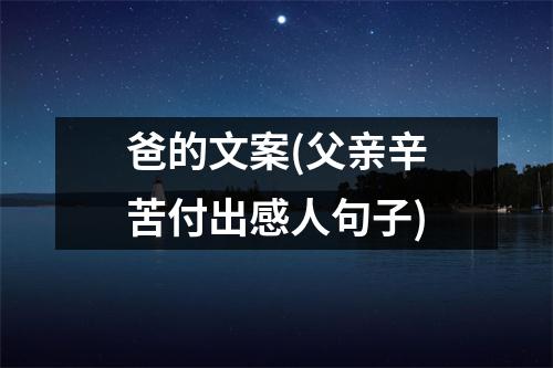 爸的文案(父亲辛苦付出感人句子)