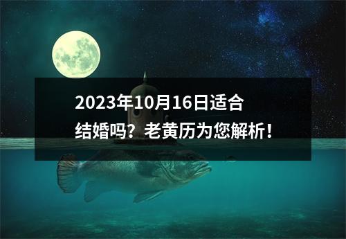 2023年10月16日适合结婚吗？老黄历为您解析！