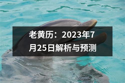 老黄历：2023年7月25日解析与预测