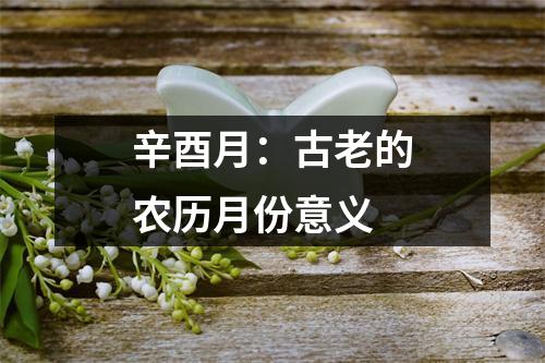 辛酉月：古老的农历月份意义