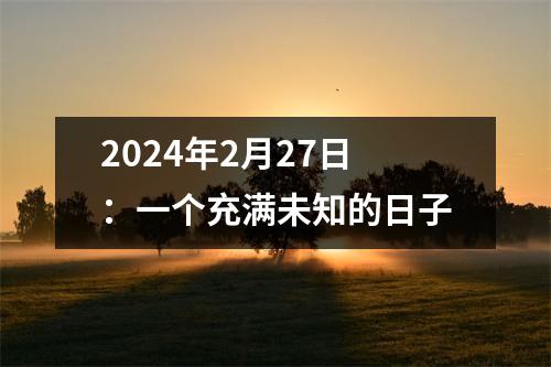 2024年2月27日：一个充满未知的日子