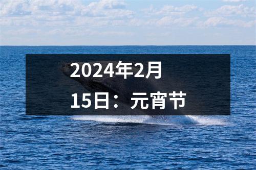 2024年2月15日：元宵节