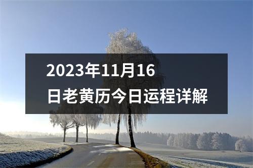 2023年11月16日老黄历今日运程详解