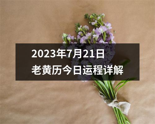 2023年7月21日老黄历今日运程详解