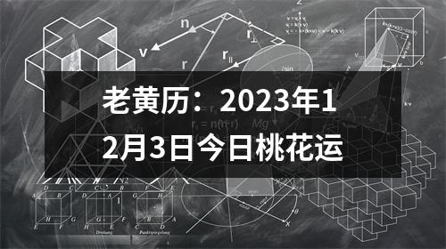 老黄历：2023年12月3日今日桃花运