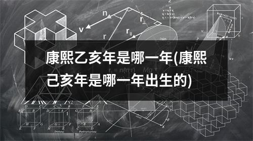 康熙乙亥年是哪一年(康熙己亥年是哪一年出生的)