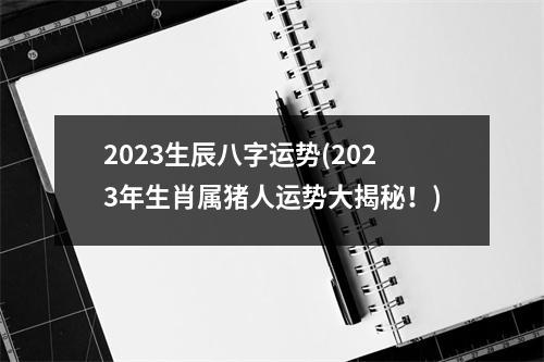 2023生辰八字运势(2023年生肖属猪人运势大揭秘！)