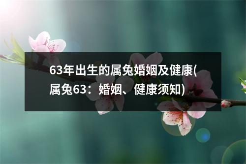 63年出生的属兔婚姻及健康(属兔63：婚姻、健康须知)