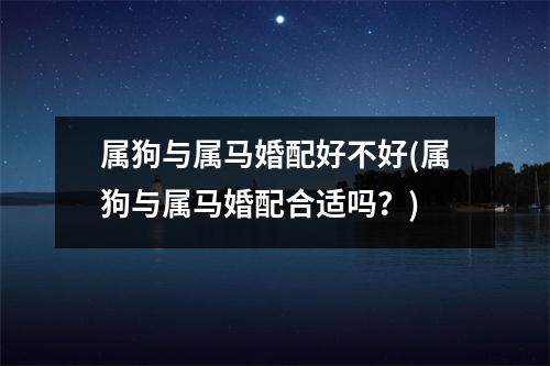 属狗与属马婚配好不好(属狗与属马婚配合适吗？)