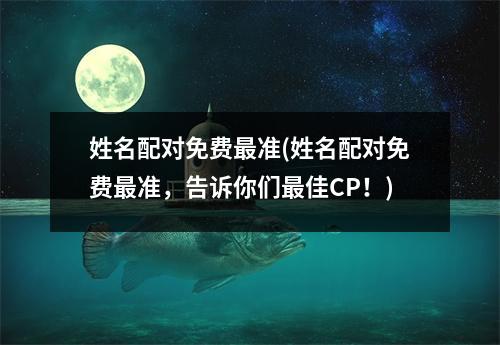 姓名配对免费准(姓名配对免费准，告诉你们佳CP！)