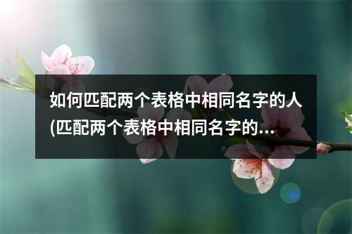 如何匹配两个表格中相同名字的人(匹配两个表格中相同名字的人：个人信息表格与职业信息表格的对应姓名)