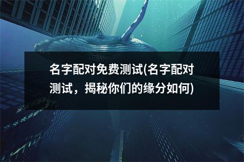 名字配对免费测试(名字配对测试，揭秘你们的缘分如何)