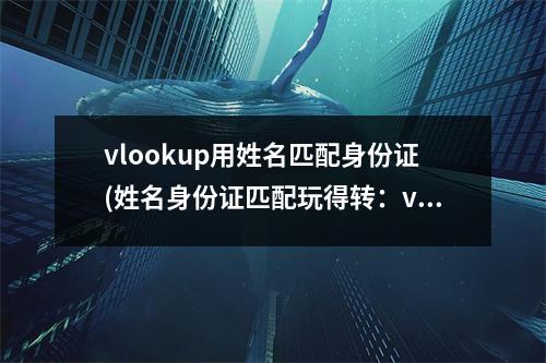 vlookup用姓名匹配身份证(姓名身份证匹配玩得转：vlookup新技巧)