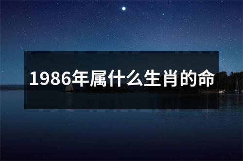 1986年属什么生肖的命