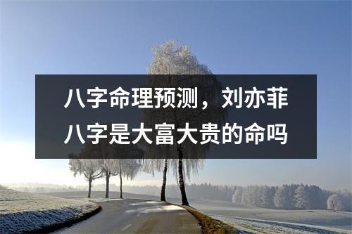 八字命理预测，刘亦菲八字是大富大贵的命吗