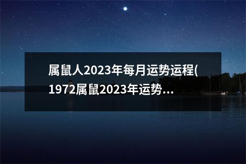 属鼠人2023年每月运势运程(1972属鼠2023年运势及运程)