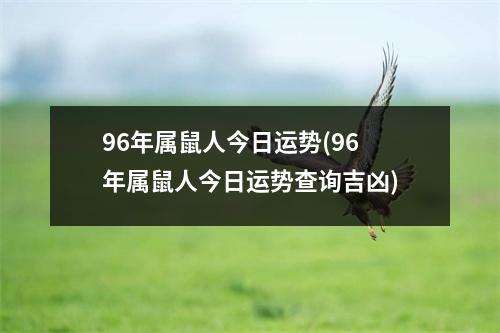 96年属鼠人今日运势(96年属鼠人今日运势查询吉凶)