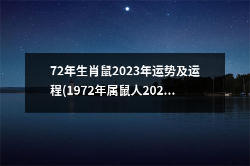 72年生肖鼠2023年运势及运程(1972年属鼠人2023年运势运程每月运程)