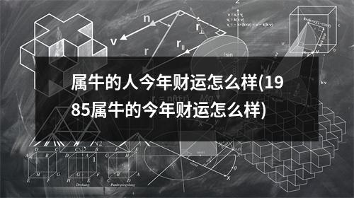 属牛的人今年财运怎么样(1985属牛的今年财运怎么样)