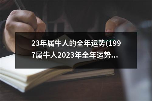 23年属牛人的全年运势(1997属牛人2023年全年运势详解)