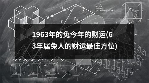 1963年的兔今年的财运(63年属兔人的财运佳方位)