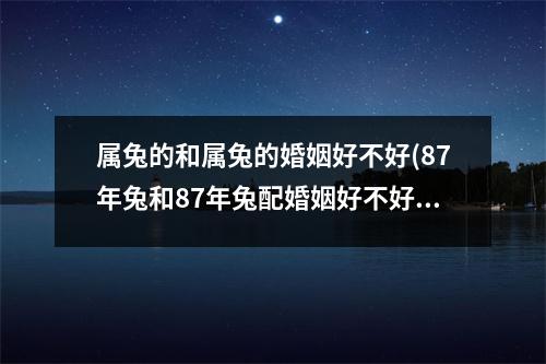 属兔的和属兔的婚姻好不好(87年兔和87年兔配婚姻好不好)