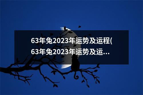 63年兔2023年运势及运程(63年兔2023年运势及运程,什么生肖有邦助)