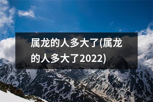 属龙的人多大了(属龙的人多大了2022)