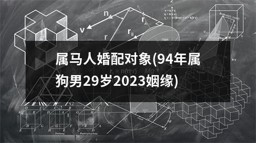 属马人婚配对象(94年属狗男29岁2023姻缘)