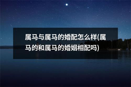 属马与属马的婚配怎么样(属马的和属马的婚姻相配吗)