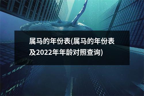 属马的年份表(属马的年份表及2022年年龄对照查询)