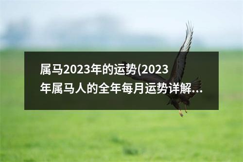 属马2023年的运势(2023年属马人的全年每月运势详解)