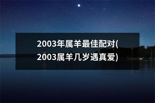 2003年属羊佳配对(2003属羊几岁遇真爱)