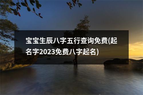 宝宝生辰八字五行查询免费(起名字2023免费八字起名)