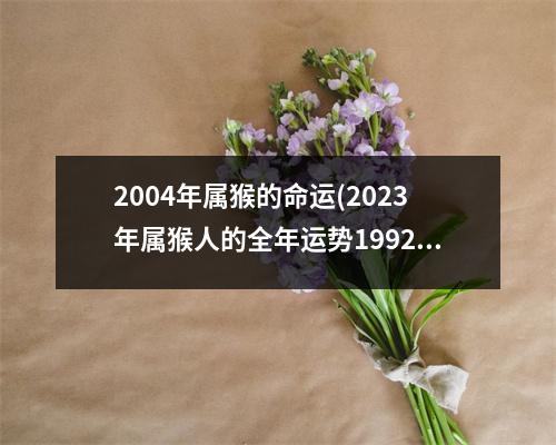 2004年属猴的命运(2023年属猴人的全年运势1992出生)