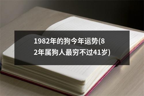 1982年的狗今年运势(82年属狗人穷不过41岁)