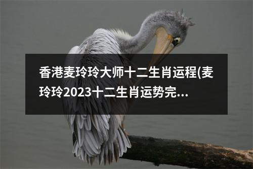 香港麦玲玲大师十二生肖运程(麦玲玲2023十二生肖运势完整版)