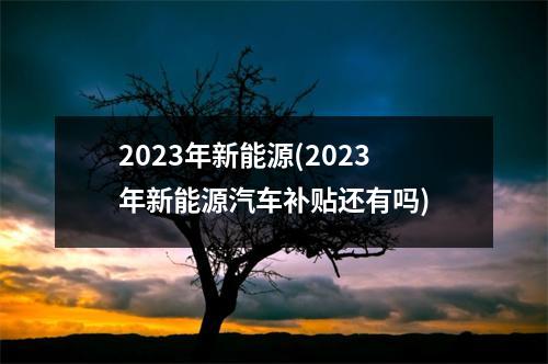 2023年新能源(2023年新能源汽车补贴还有吗)