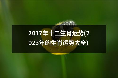 2017年十二生肖运势(2023年的生肖运势大全)