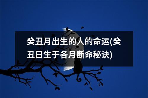 癸丑月出生的人的命运(癸丑日生于各月断命秘诀)