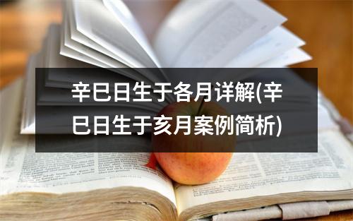 辛巳日生于各月详解(辛巳日生于亥月案例简析)