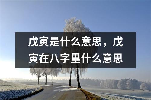 戊寅是什么意思，戊寅在八字里什么意思