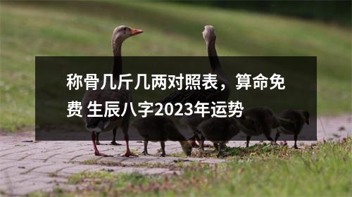 称骨几斤几两对照表，算命免费 生辰八字2023年运势