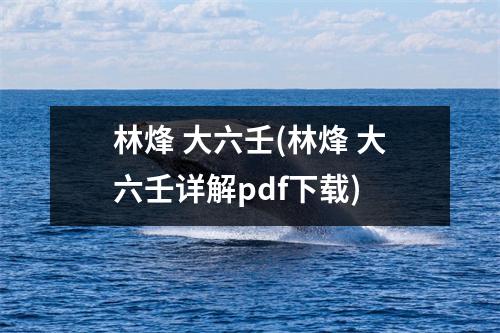 林烽 大六壬(林烽 大六壬详解pdf)