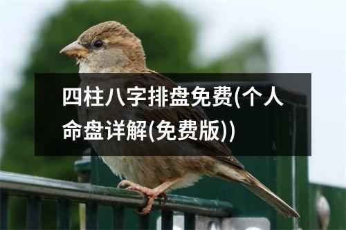 四柱八字排盘免费(个人