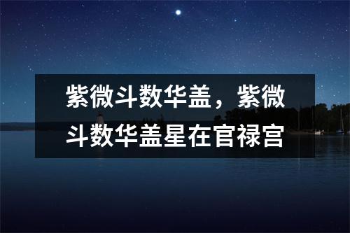 紫微斗数华盖，紫微斗数华盖星在官禄宫