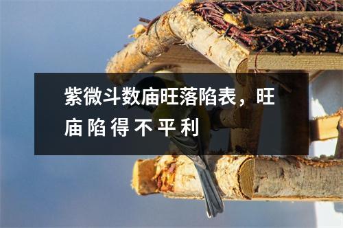 紫微斗数庙旺落陷表，旺 庙 陷 得 不 平 利