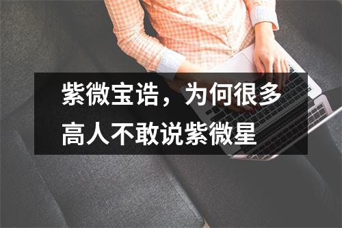 紫微宝诰，为何很多高人不敢说紫微星