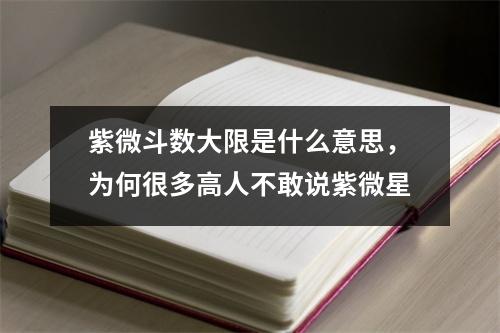 紫微斗数大限是什么意思