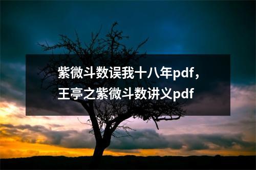 紫微斗数误我十八年pdf，王亭之紫微斗数讲义pdf